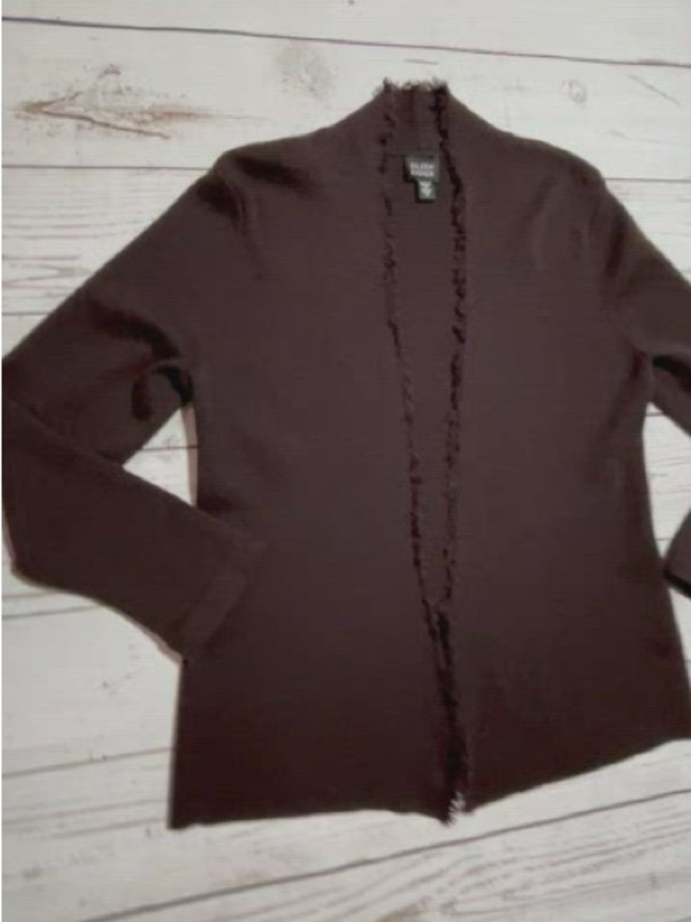 Eileen Fisher Brown Open-Front Women’s Sweater with matching skirt Italian Yarn